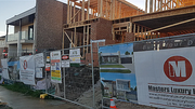 Brickwork is in progress.
